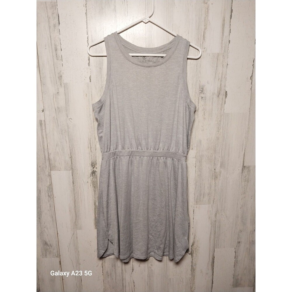 Gap Fit Dress Womens Medium Gray Sleeveless Jersey Knit Open Back Tank Top